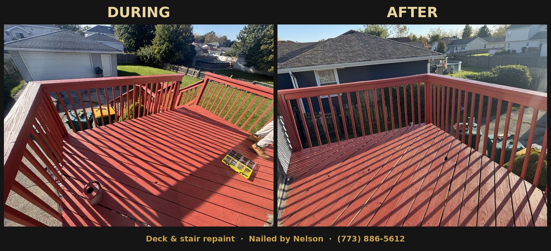 Deck repaint, during and after