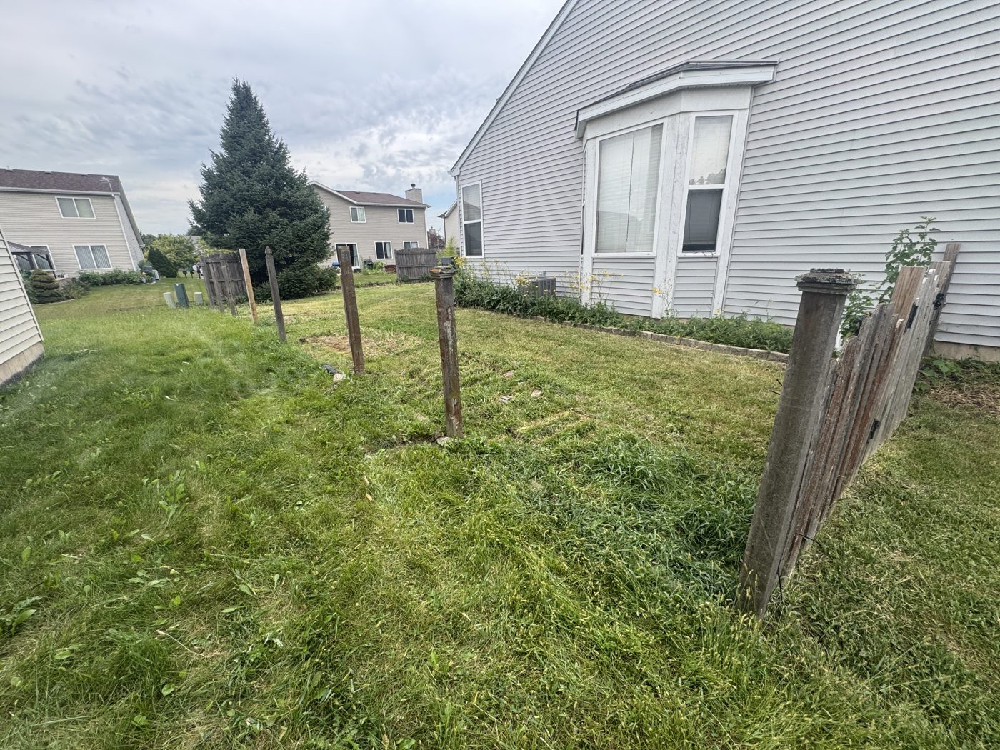 Before: old fence torn out