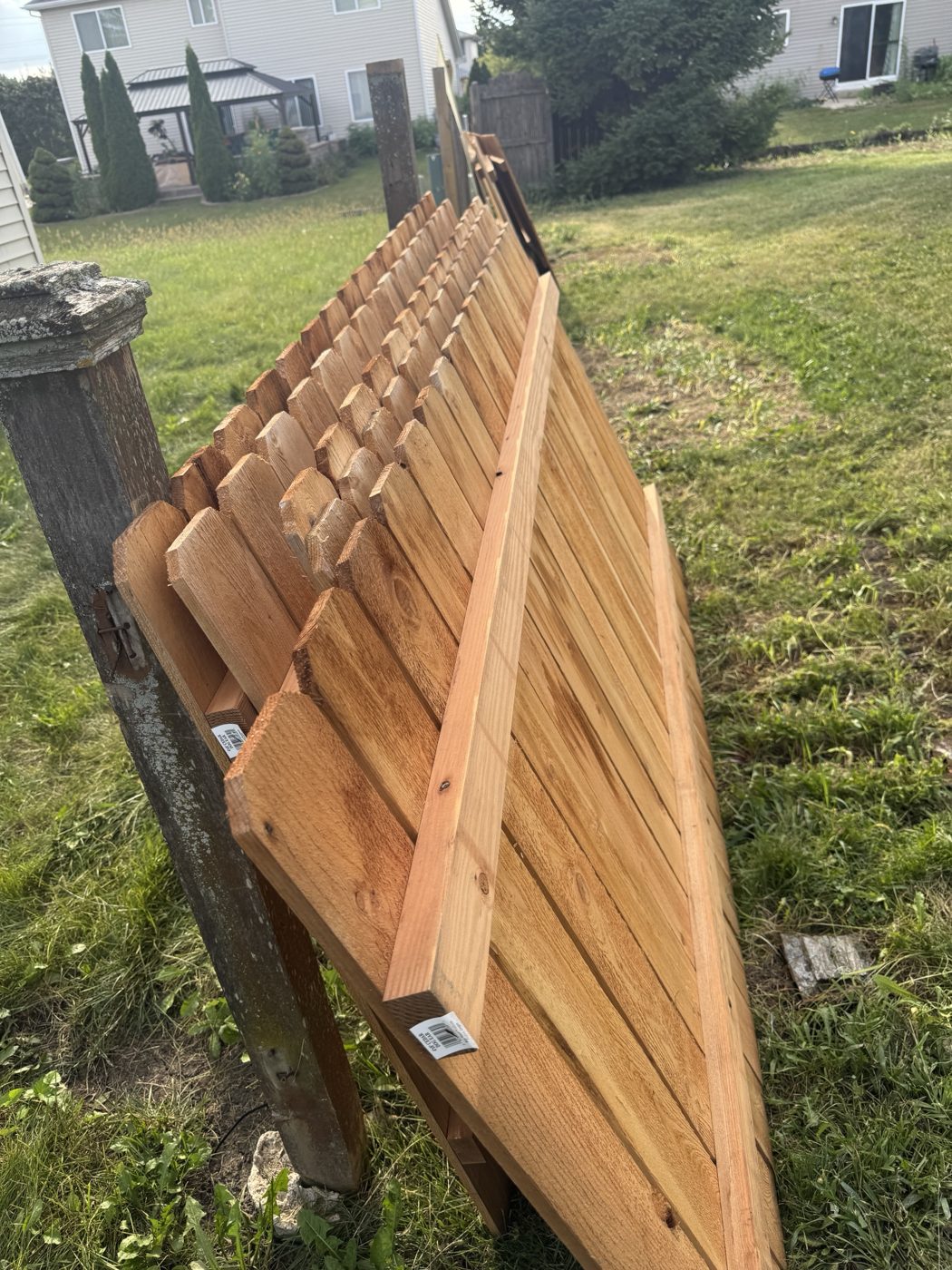New cedar panels on site