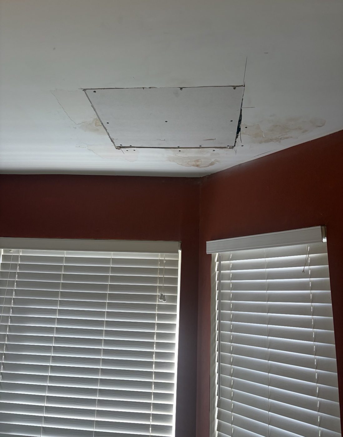 New drywall section screwed in
