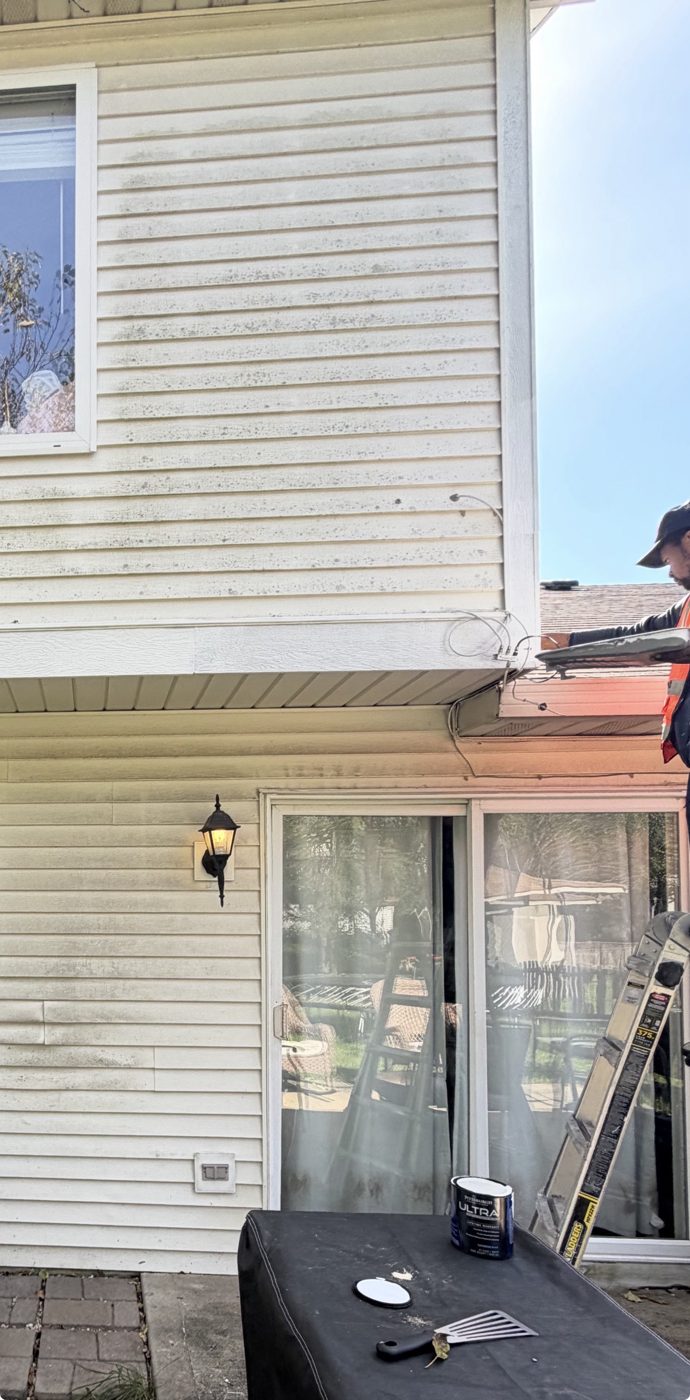 Working the corner from the ladder